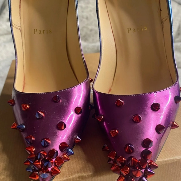CHRISTIAN LOUBOUTIN Patent Scarabe Degraspike 120 Pumps Rose Digitale Size 8.5 - Picture 5 of 12
